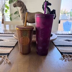 Starbucks Purple and Gold Tumbler Duo